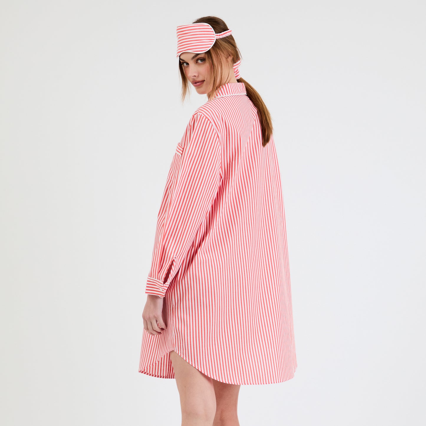 Coral Striped Essential Sleep Set by Snooze Society