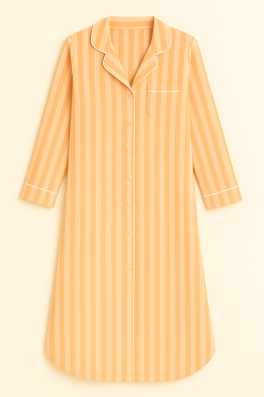 Mellow Peach Striped PJ Shirt Dress by Snooze Society