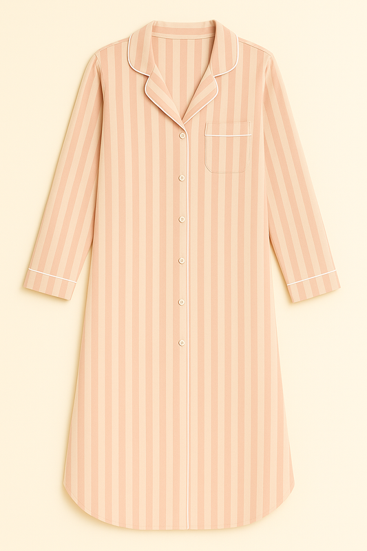 Bedtime Blush Striped PJ Shirt Dress by Snooze Society