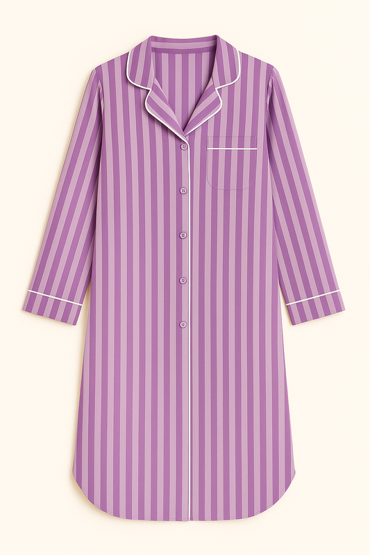Lavender Haze Striped PJ Shirt Dress by Snooze Society