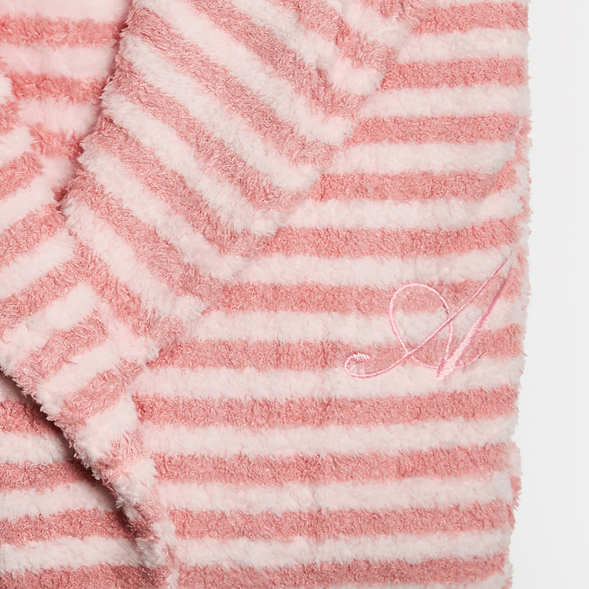 Snooze Society Personalized Monogram Striped Plush Robe | Blush