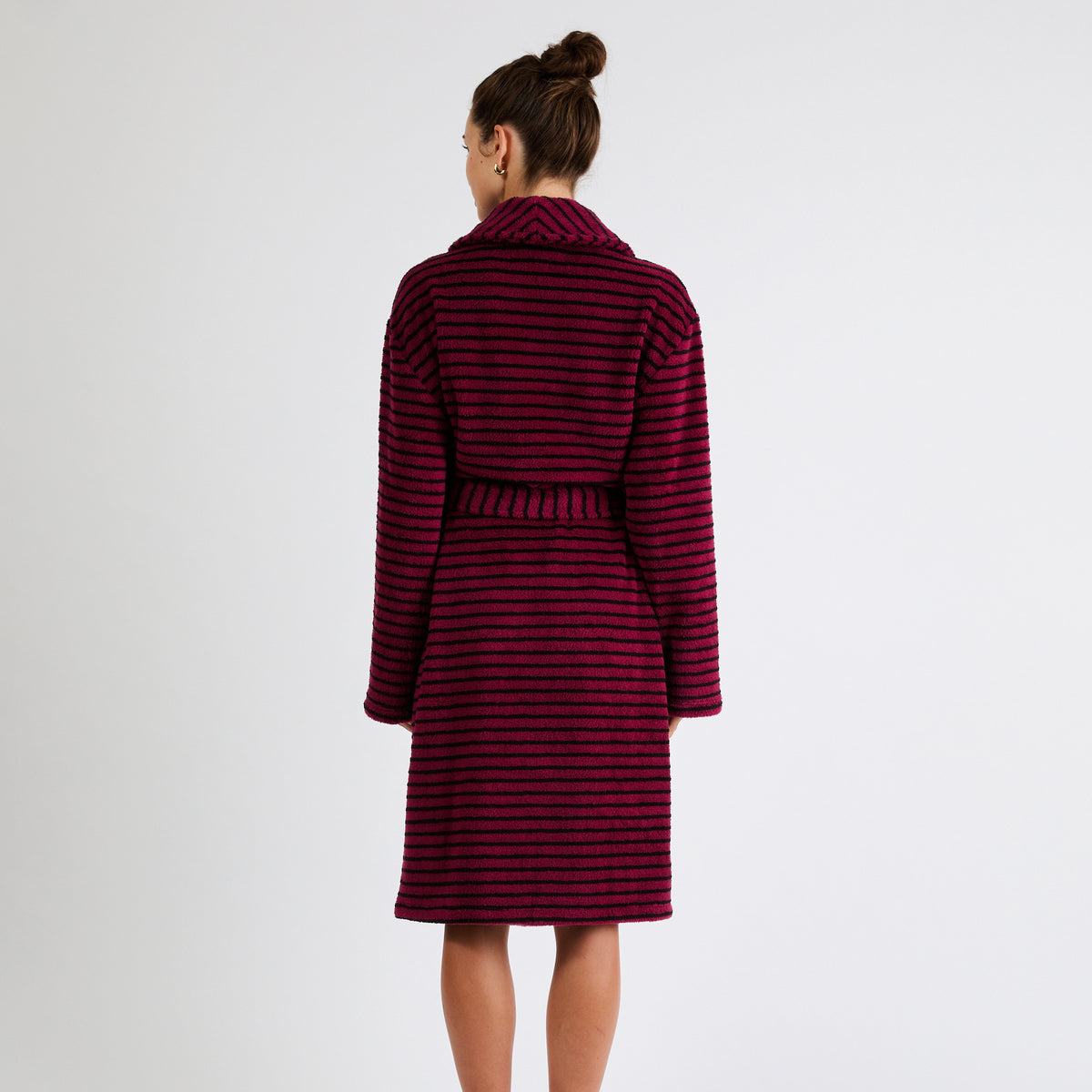 Snooze Society Personalized Monogram Striped Plush Robe | Burgundy