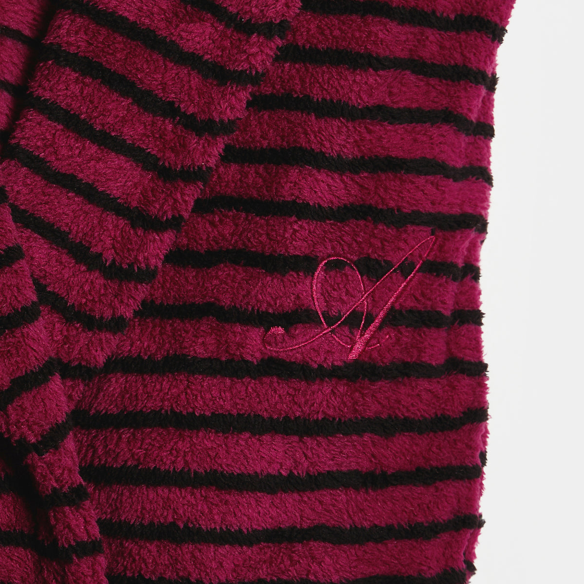 Snooze Society Personalized Monogram Striped Plush Robe | Burgundy