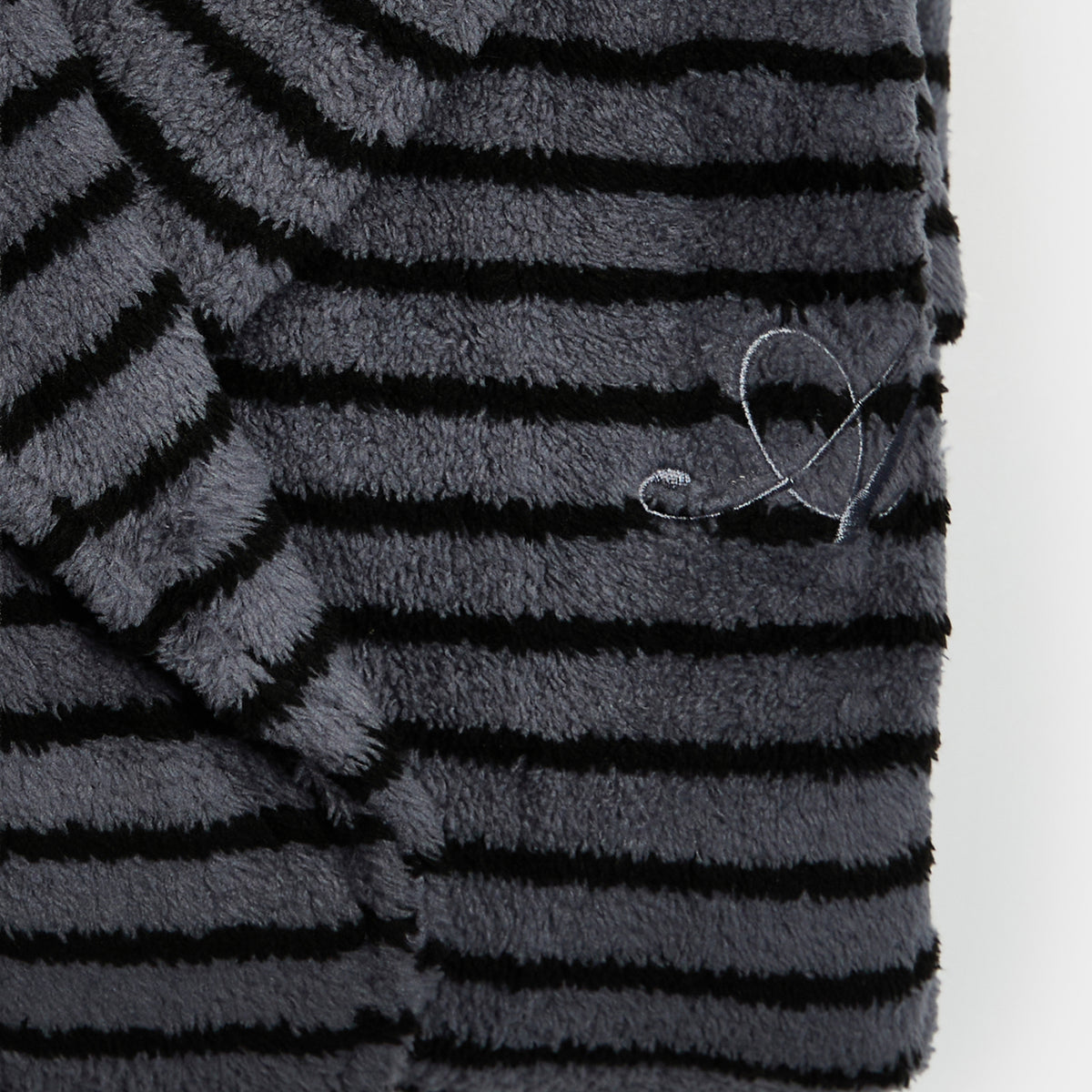 Snooze Society Personalized Monogram Striped Plush Robe | Charcoal