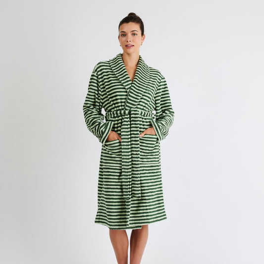 Snooze Society Personalized Monogram Striped Plush Robe | Sage