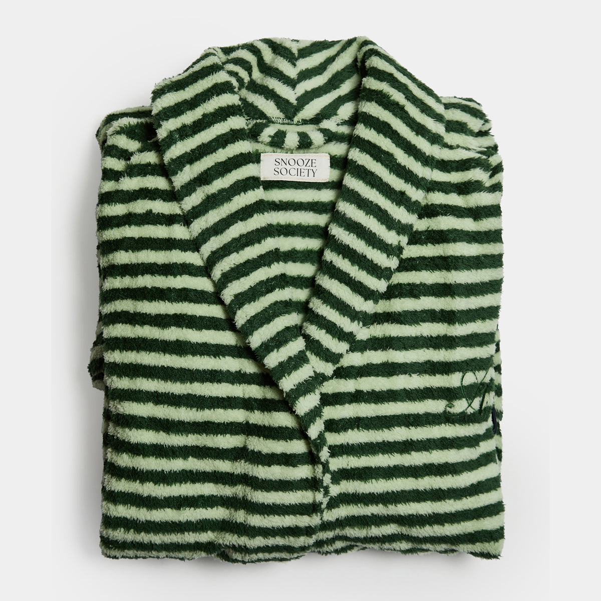 Snooze Society Personalized Monogram Striped Plush Robe | Sage