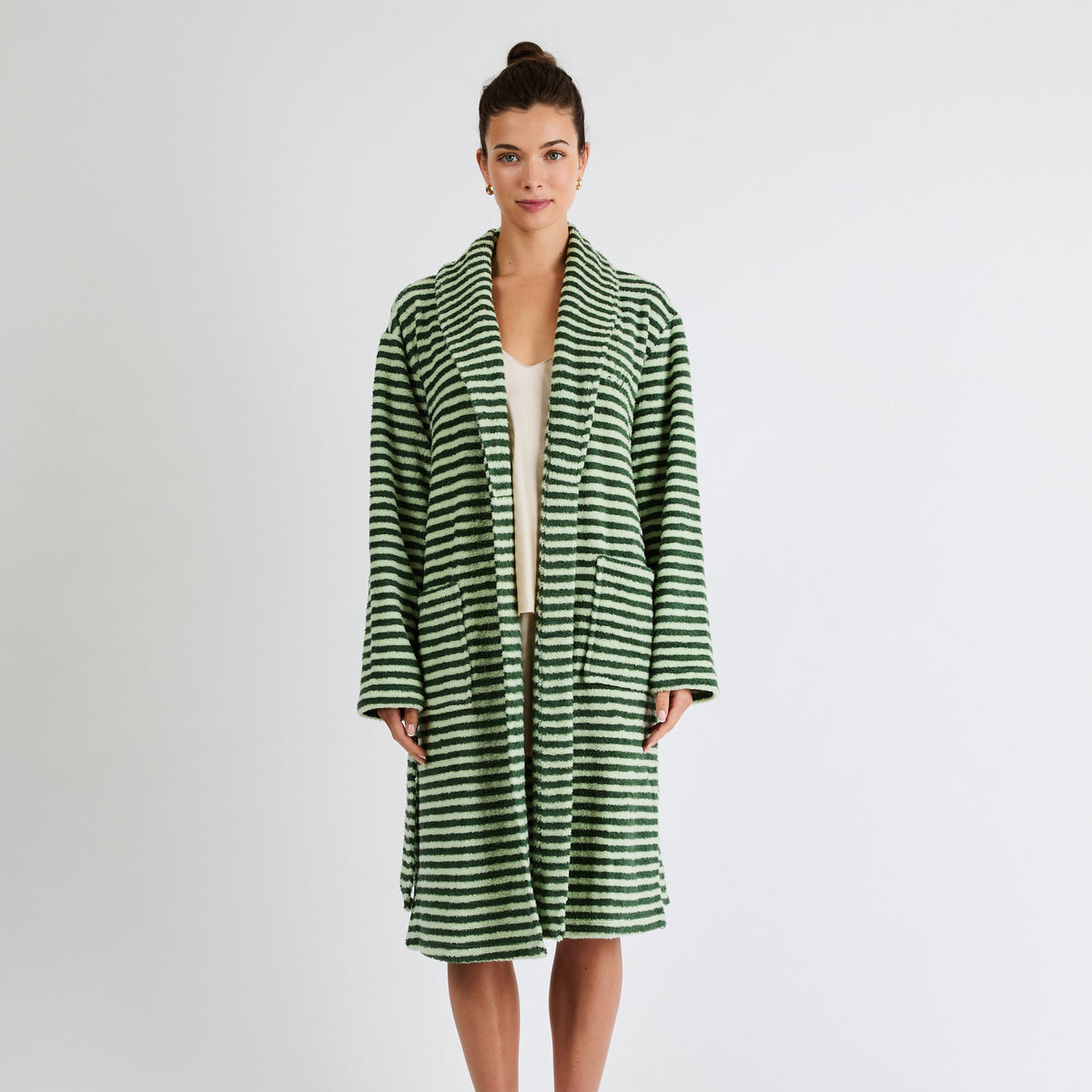 Snooze Society Personalized Monogram Striped Plush Robe | Sage