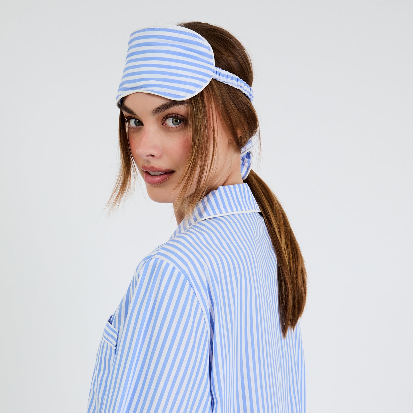 Whispering Blue Striped Essential Sleep Set by Snooze Society