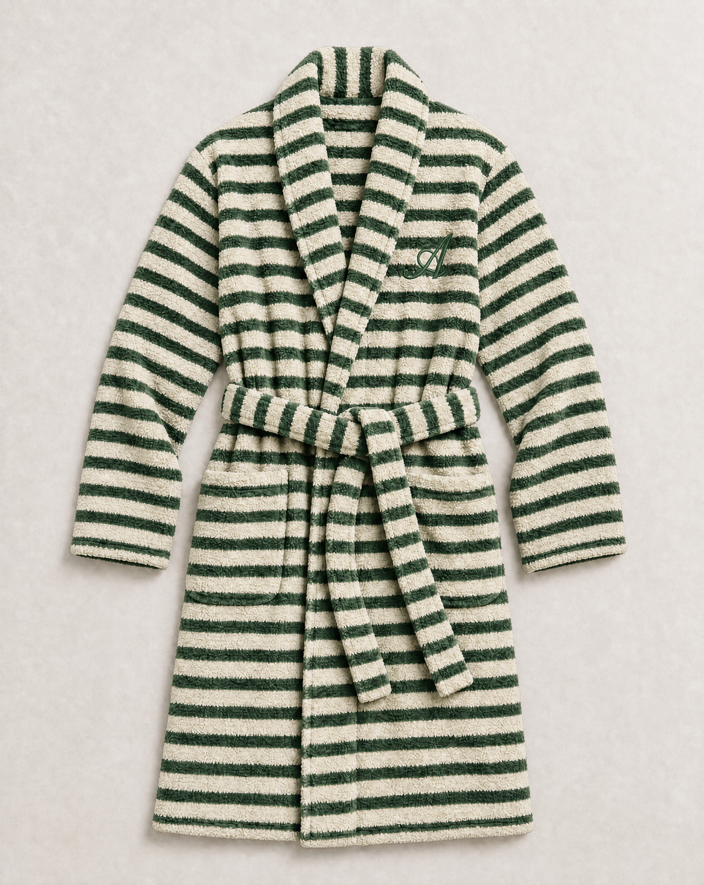 Snooze Society Personalized Monogram Striped Plush Robe | Sage